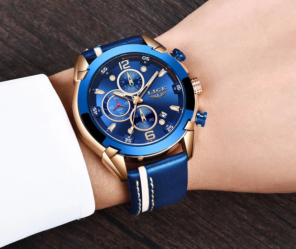 LIGE New Chronograph Quartz Watch Men