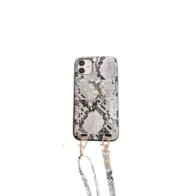 Light Grey Snake Crossbody iPhone 11 Pro Case with cardholder pouch