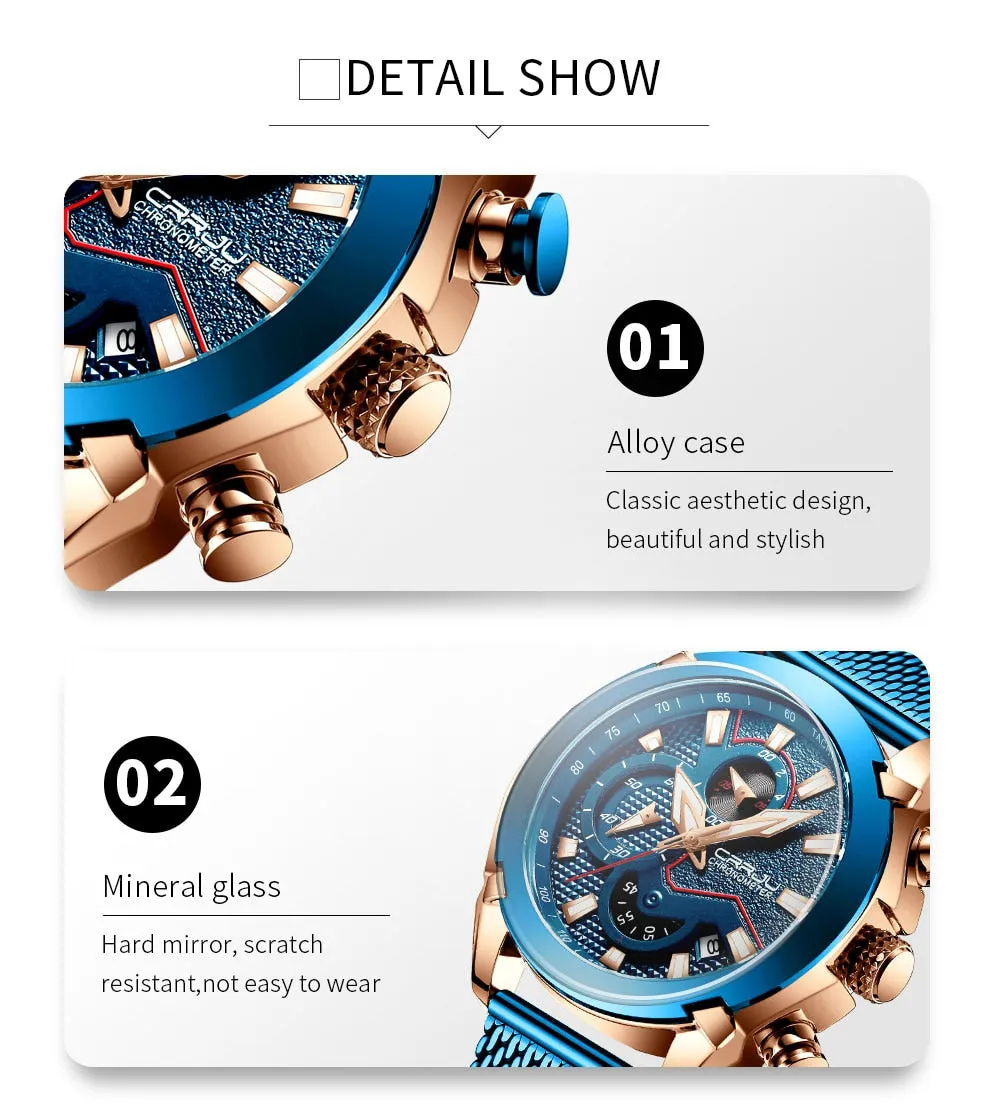 Luxury Brand Army Military Watch High-Quality 316L Stainless Steel Chronograph Men's Watch