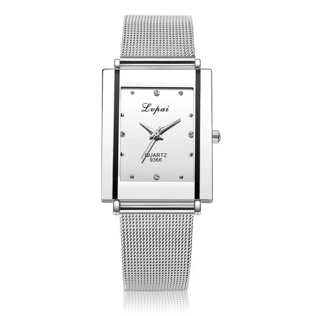 Lvpai Brand Silver Ladies Wristwatch Watch Luxury Rectangle Casual Watches Women Dress Casual Wristwatch Lady Quartz-Watch Clock