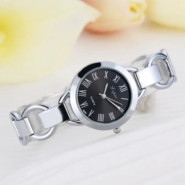 Lvpai Brand Stainess Steel Dress Watches Girls Quartz Watch Bracelet Watch Ladies Fashion Women Crystal Round Wristwatch