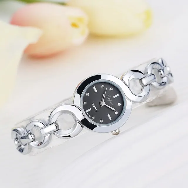 Lvpai Brand Stainess Steel Dress Watches Girls Quartz Watch Bracelet Watch Ladies Fashion Women Crystal Round Wristwatch