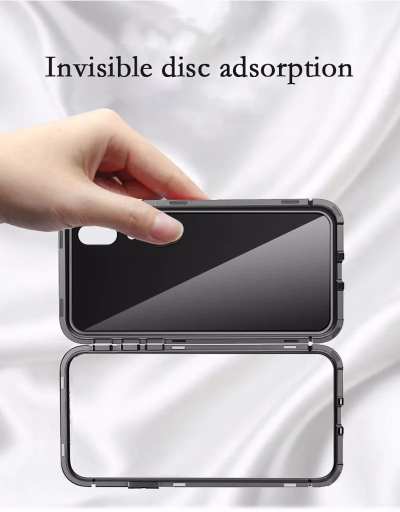 Magnetic Adsorption Metal Phone Case For Xiaomi Redmi Note 7 5 6 Pro 6A Mi 9 8 lite Mi9 SE POCO F1 Tempered Glass Magnet Cover