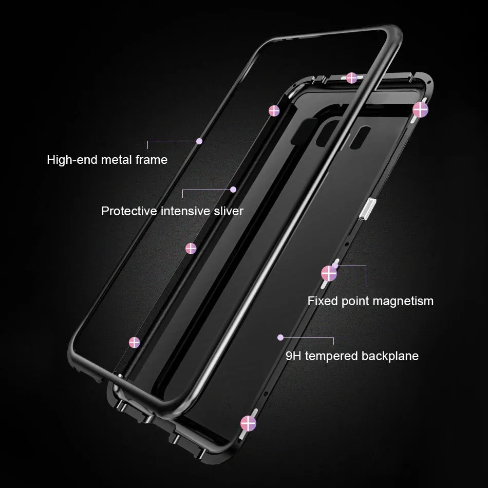 Magnetic Adsorption Metal Phone Case For Xiaomi Redmi Note 7 5 6 Pro 6A Mi 9 8 lite Mi9 SE POCO F1 Tempered Glass Magnet Cover