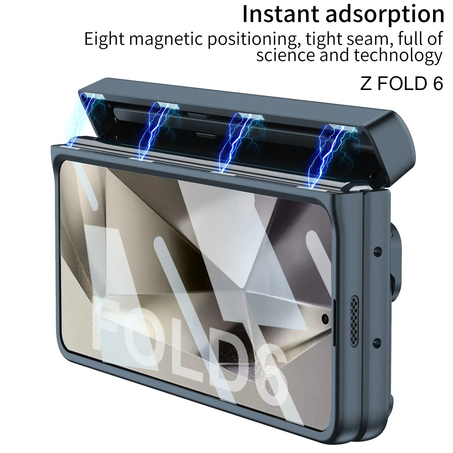 Magnetic Hing Folding Phone Case With Pen Box With Lanyard Wrist Strap For Samsung Z Fold 6