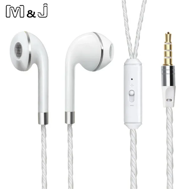 M&J Wired Earphone For iPhone 6s 6 5 Xiaomi Hands free Headset Bass Earbuds Stereo Headphone For Apple Earpod Samsung earpiece