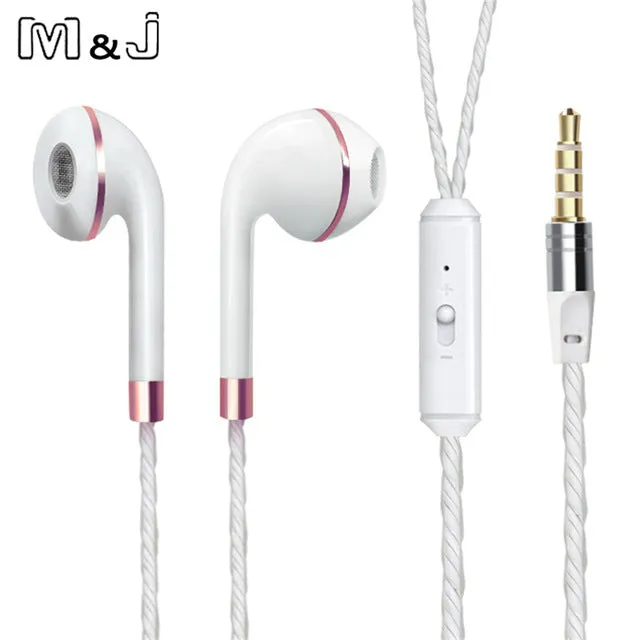 M&J Wired Earphone For iPhone 6s 6 5 Xiaomi Hands free Headset Bass Earbuds Stereo Headphone For Apple Earpod Samsung earpiece