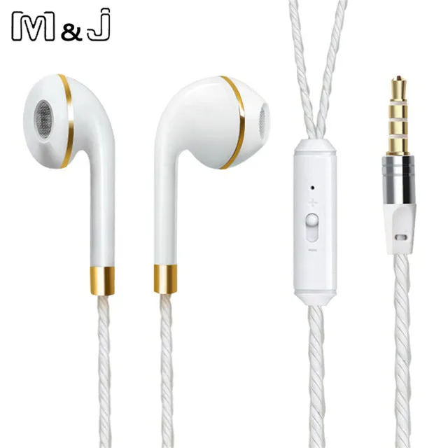 M&J Wired Earphone For iPhone 6s 6 5 Xiaomi Hands free Headset Bass Earbuds Stereo Headphone For Apple Earpod Samsung earpiece