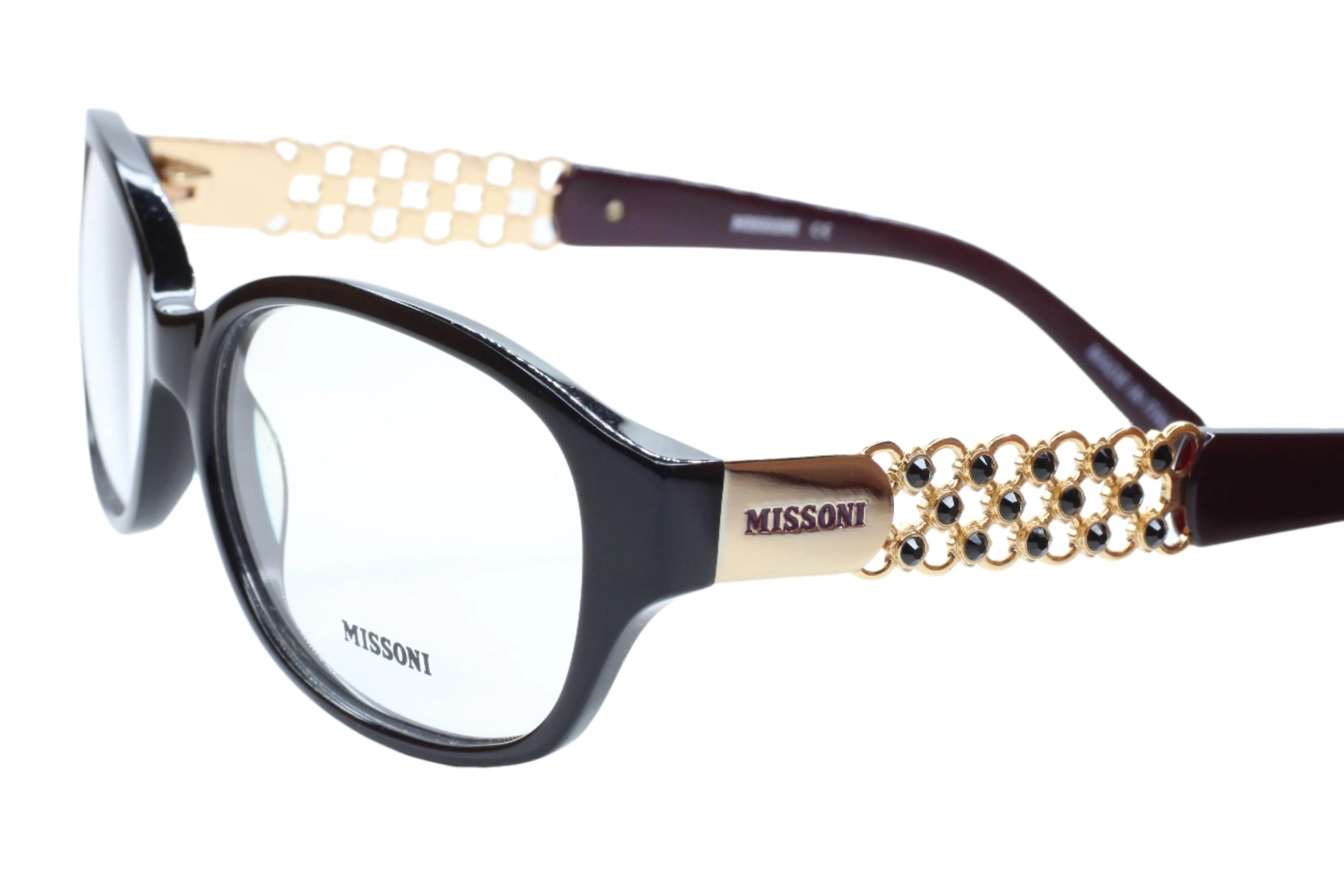 MISSONI MI17501 Black Glossy Shinny Gold Fashion Italy Eyeglasses