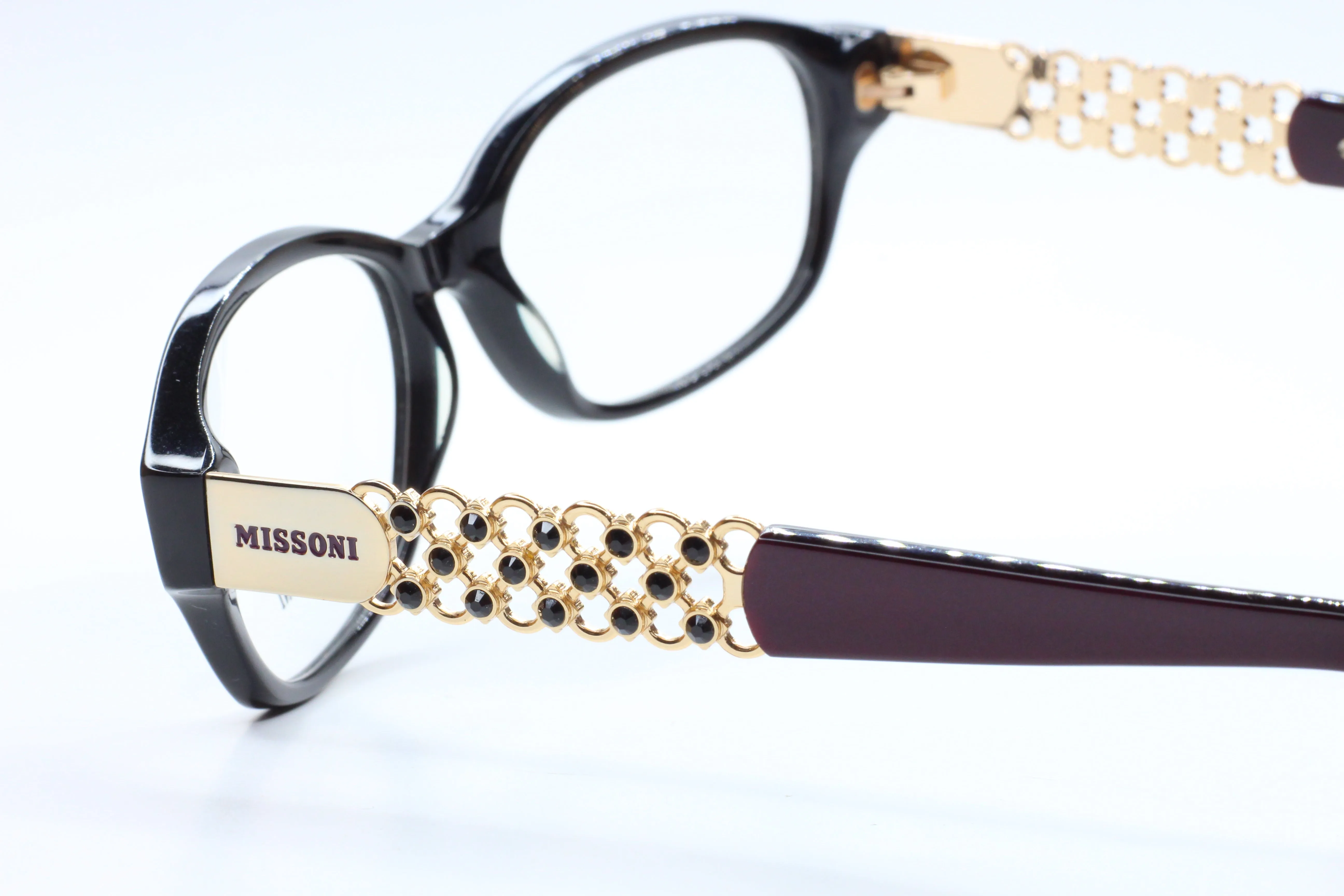 MISSONI MI17501 Black Glossy Shinny Gold Fashion Italy Eyeglasses