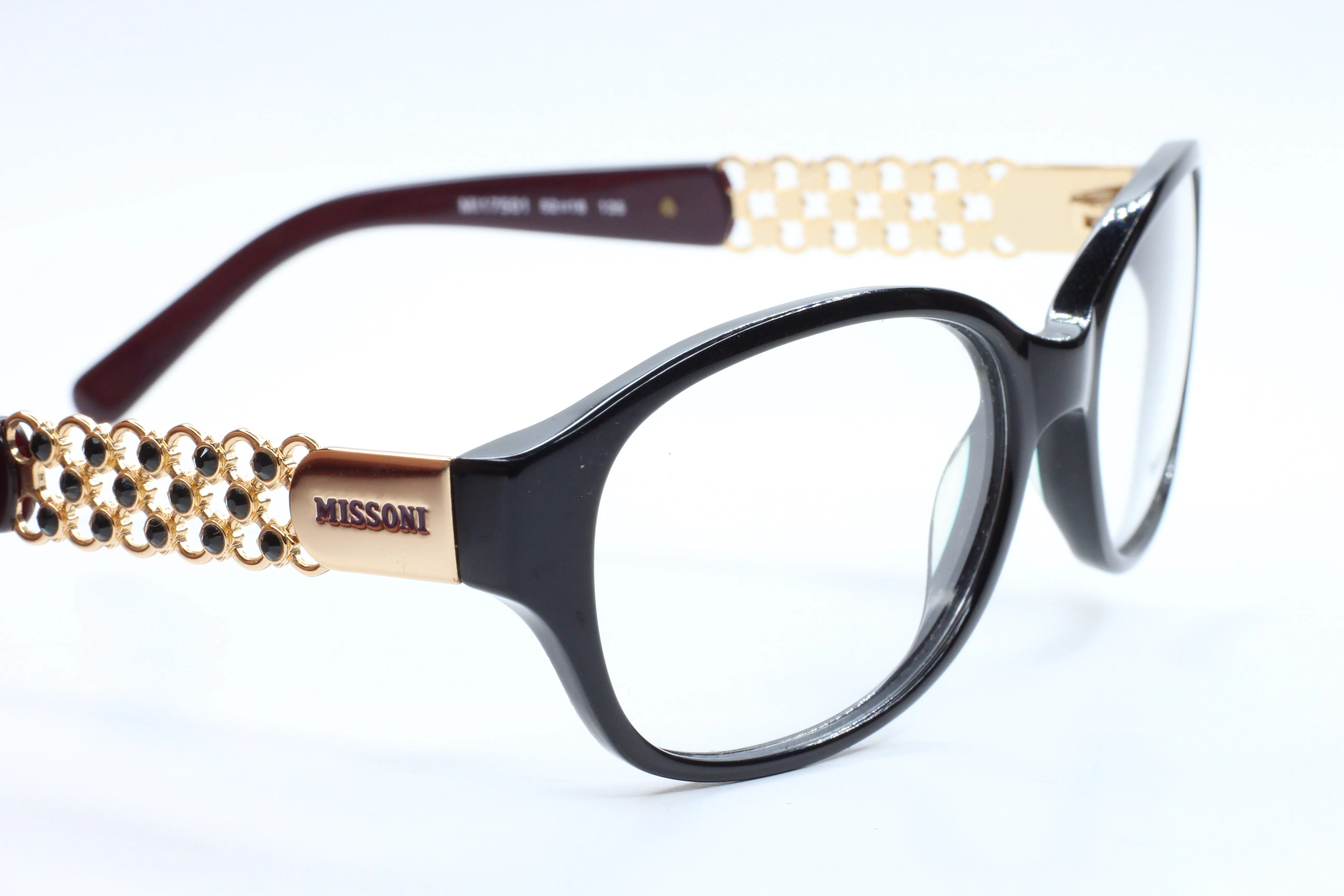 MISSONI MI17501 Black Glossy Shinny Gold Fashion Italy Eyeglasses