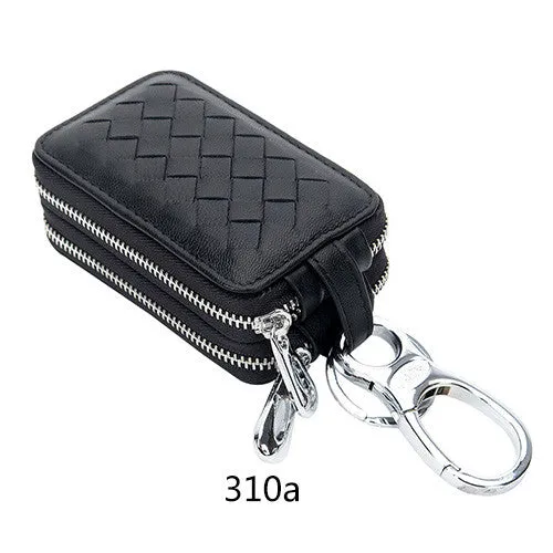 Miyahouse Knitting Men Car Key Holder Genuine Leather Man Organizer Multifunctional Housekeeper New Double Zipper Motor Key Case