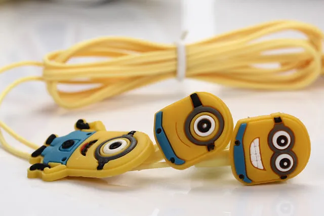 MOONBIFFY New fashion high quality lovely Despicable Cartoon Minions noise isolating sport earphone fone de ouvido