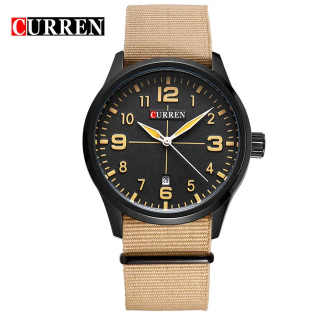 New Curren Watches Men Top Brand Luxury Mens Nylon Strap Wristwatches Men's Quartz Popular Sports Watches relogio masculino 8195