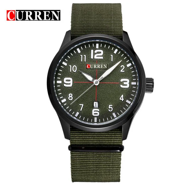 New Curren Watches Men Top Brand Luxury Mens Nylon Strap Wristwatches Men's Quartz Popular Sports Watches relogio masculino 8195