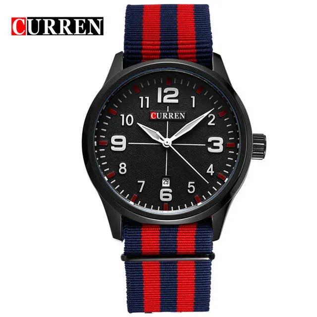 New Curren Watches Men Top Brand Luxury Mens Nylon Strap Wristwatches Men's Quartz Popular Sports Watches relogio masculino 8195