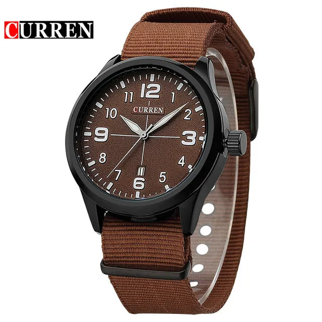 New Curren Watches Men Top Brand Luxury Mens Nylon Strap Wristwatches Men's Quartz Popular Sports Watches relogio masculino 8195