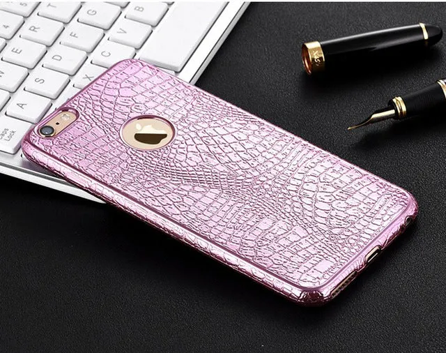 New Luxury Crocodile Snake Print Plating Case For iPhone 7 6 6s 4.7" Plus 5 5S SE Ultra Thin TPU Soft Silicone phone Back Cover