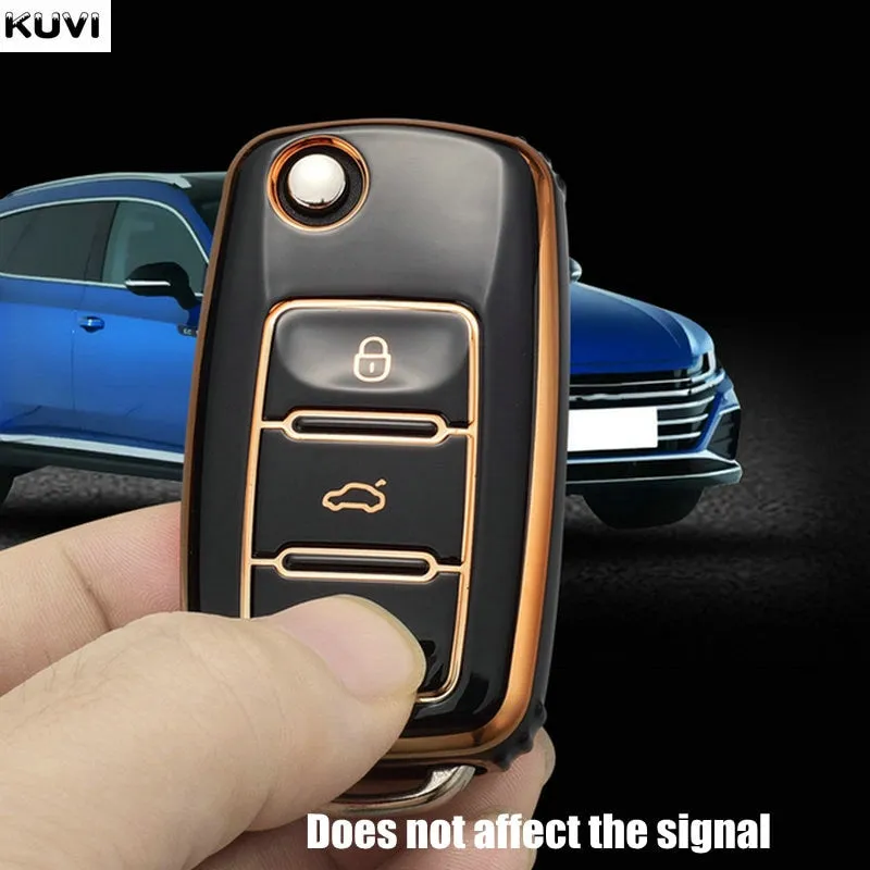 New TPU Car Key Case Cover Shell Fob For Polo Tiguan Passat B5 B6 B7 Golf 4 5 6 MK6 Jetta Lavida For Skoda Octavia