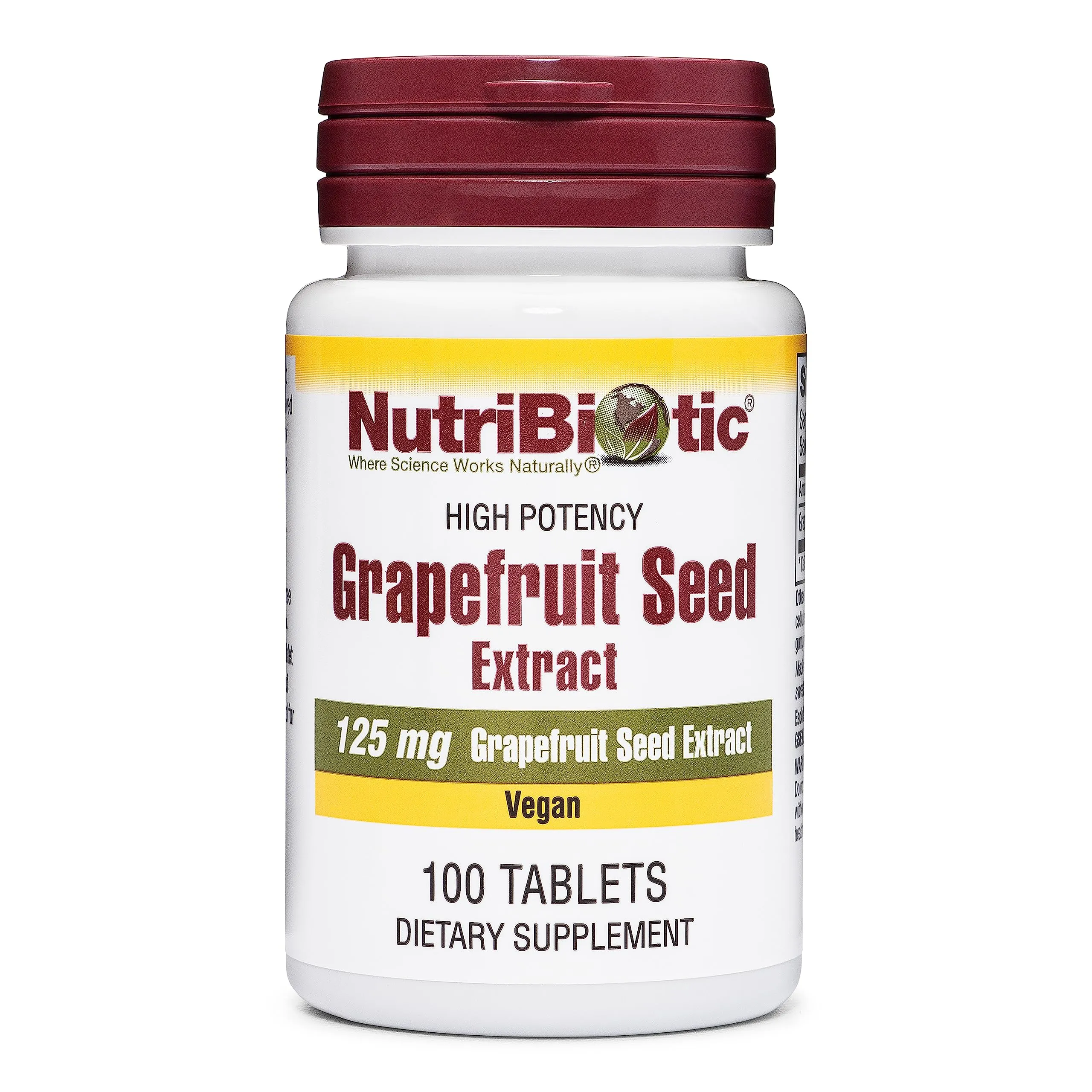 NutriBiotic Grapefruit Seed Extract Tablets 125mg 100 Count Vegan GSE