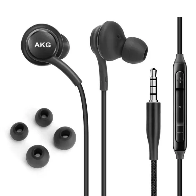 OEM UrbanX Corded Stereo Headphones for Samsung Galaxy J4  - AKG Tuned - with Microphone and Volume Buttons (Grey)