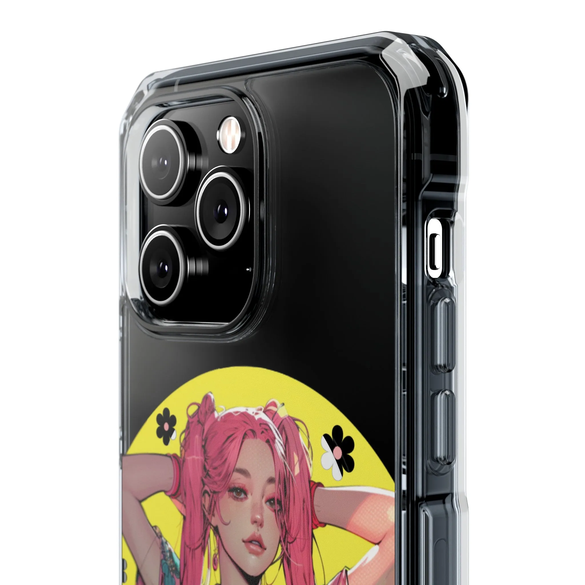 Oneticase Pink Hair Anime Girl Magnetic Clear Case for iPhone