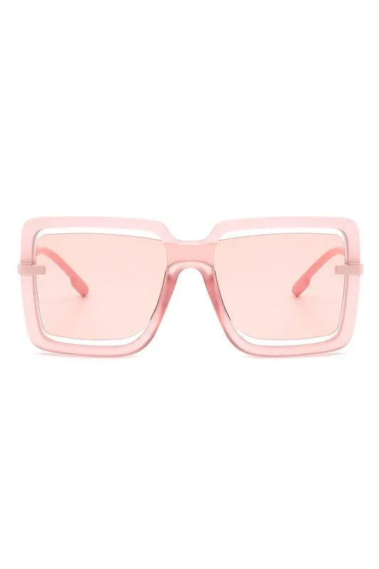 Oversize Square Large Cut-Out Fashion Sunglasses