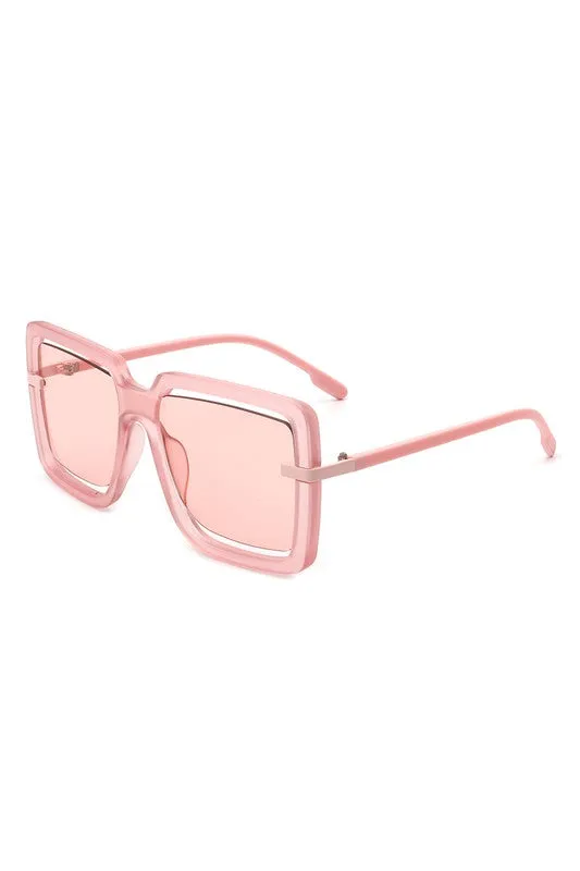 Oversize Square Large Cut-Out Fashion Sunglasses