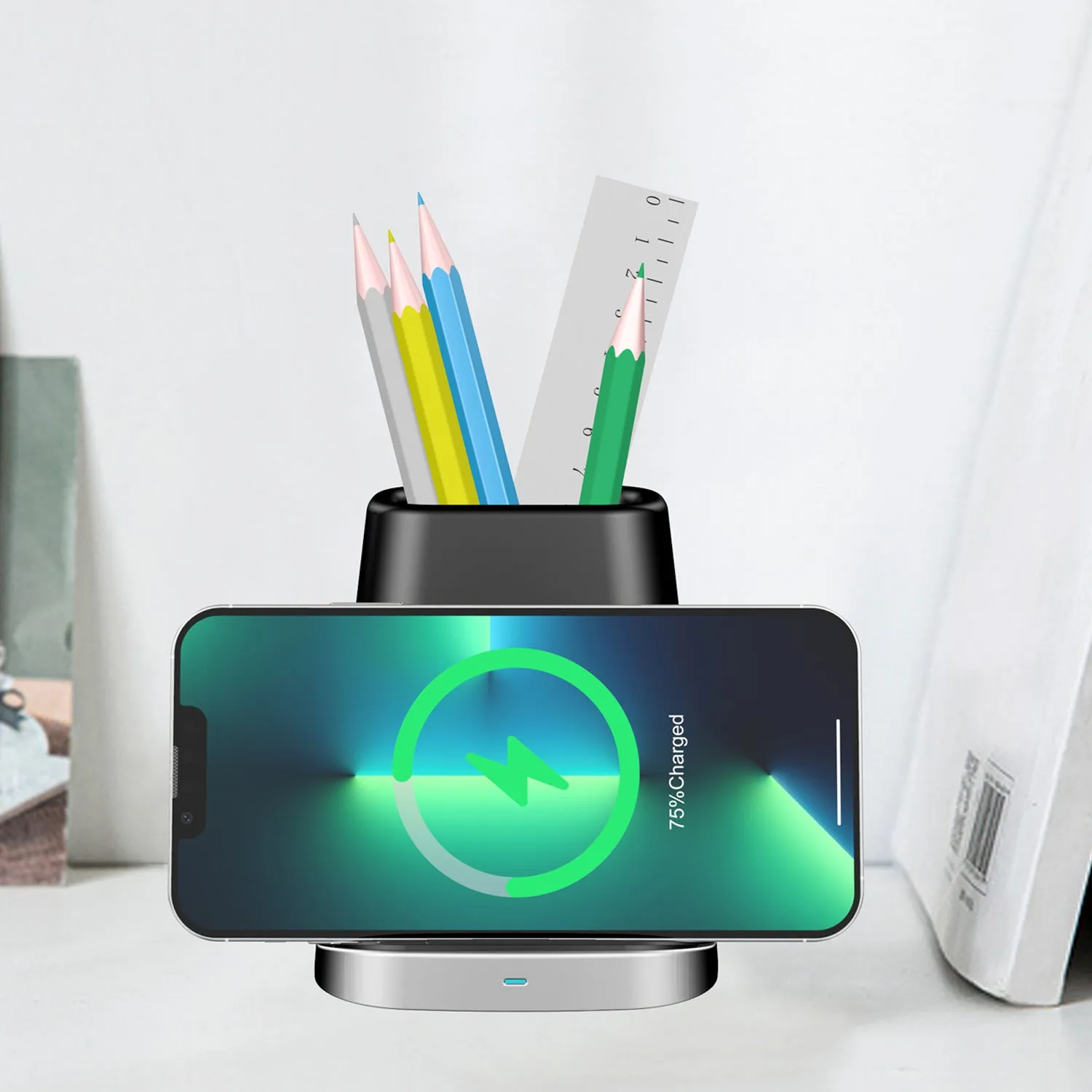 Pen Holder Wireless Charger For Apple iPhone13/12Pro Mobile Phone Samsung S21/NOTE20 Wireless Charger