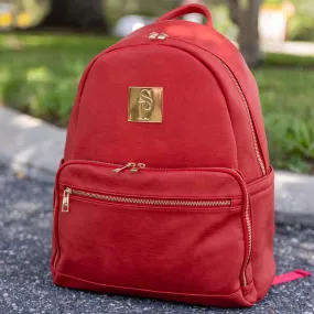 Red Carrier Leather Backpack