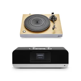 Roberts Stylus Luxe Direct Drive Turntable and Blutune 300L DAB  BT CD USB Sound System Black HiFi Package