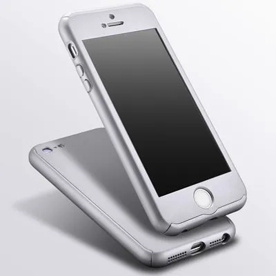 Roybens For iPhone 5S Case 360 Degree Coverage Full Protection Case For iPhone 5 5S SE Luxury Hard PC Cover   Clear Glass Film