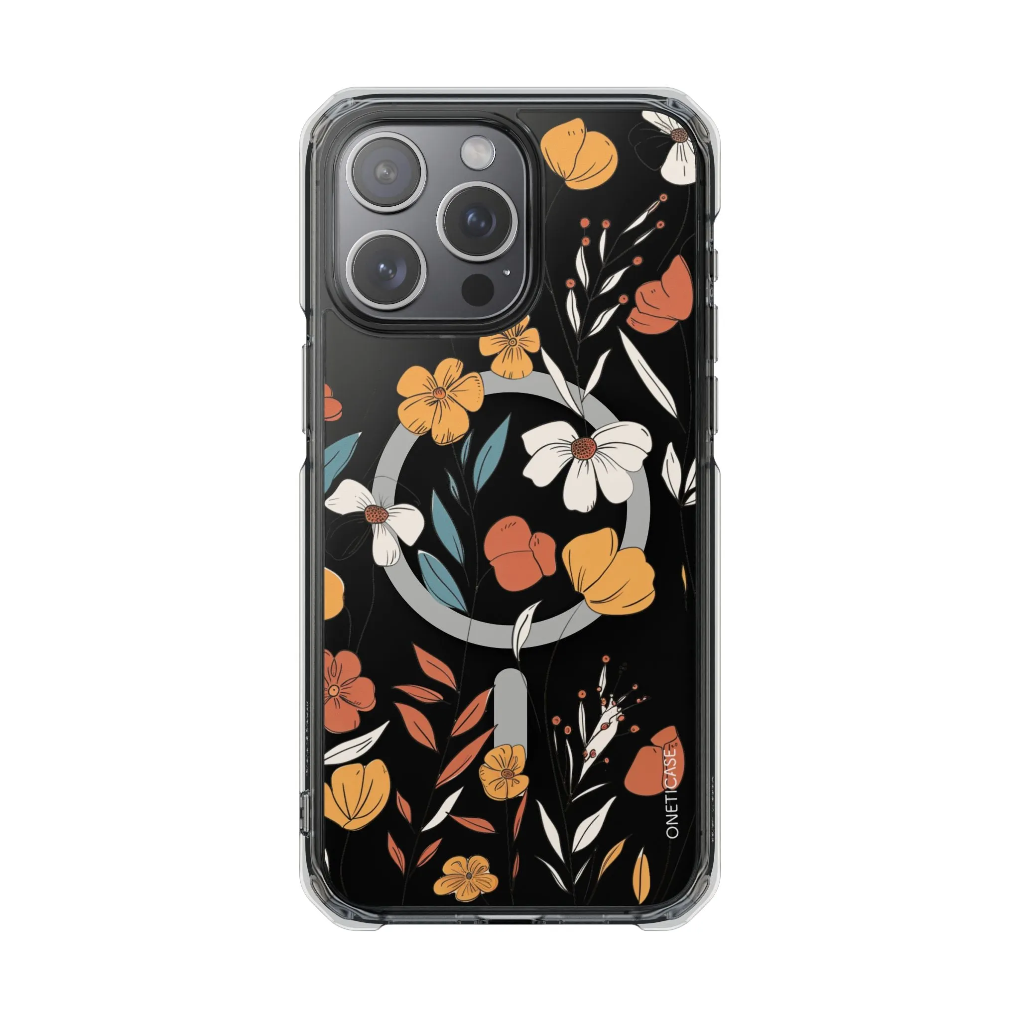 Rustic Floral Pattern Magnetic Clear Case for iPhone Series