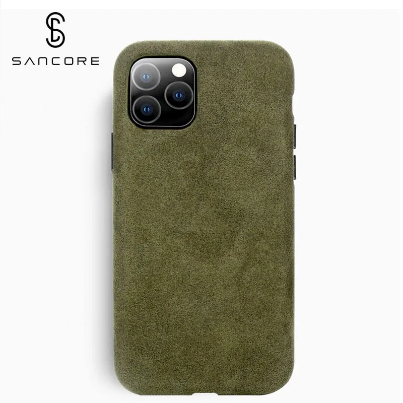 SanCore for iPhone 11 pro Max Phone Case ALCANTARA fashion Leather Full-protection Business Luxury Phone Shell Suede cover man