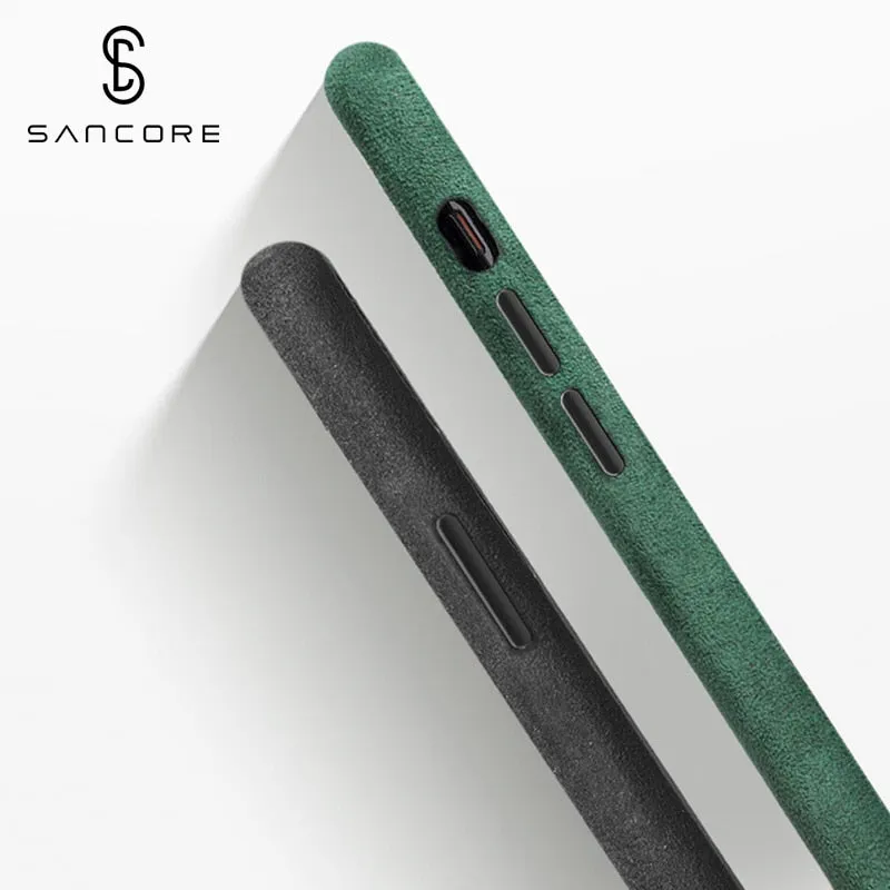 SanCore for iPhone 11 pro Max Phone Case ALCANTARA fashion Leather Full-protection Business Luxury Phone Shell Suede cover man