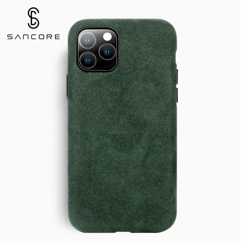 SanCore for iPhone 11 pro Max Phone Case ALCANTARA fashion Leather Full-protection Business Luxury Phone Shell Suede cover man