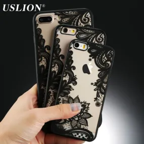 Sexy Retro Floral Phone Case For Apple iPhone 7 6 6s 5 5s SE Plus Lace Flower Hard PC TPU Cases Back Cover Capa For iPhone7Plus