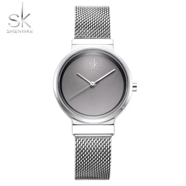 Shengke Blue Wrist Watch Women Watches Luxury Brand Steel Ladies Quartz Women Watches 2018 Relogio Feminino Montre Femme