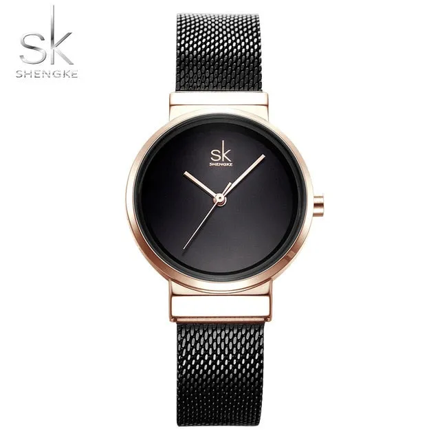 Shengke Blue Wrist Watch Women Watches Luxury Brand Steel Ladies Quartz Women Watches 2018 Relogio Feminino Montre Femme