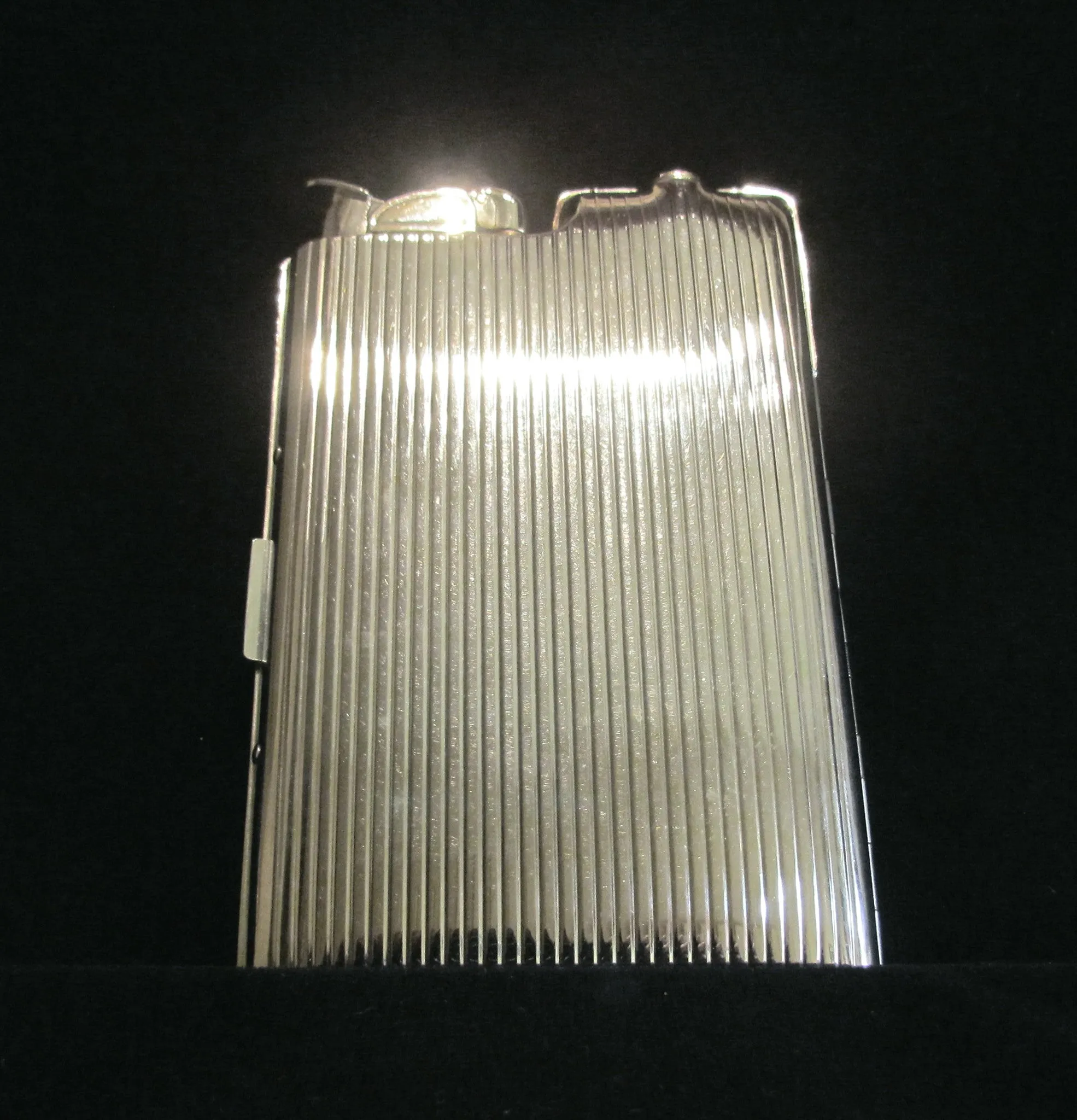 Silver Evans Cigarette Case Lighter Art Deco Boxed Working Case Lighter