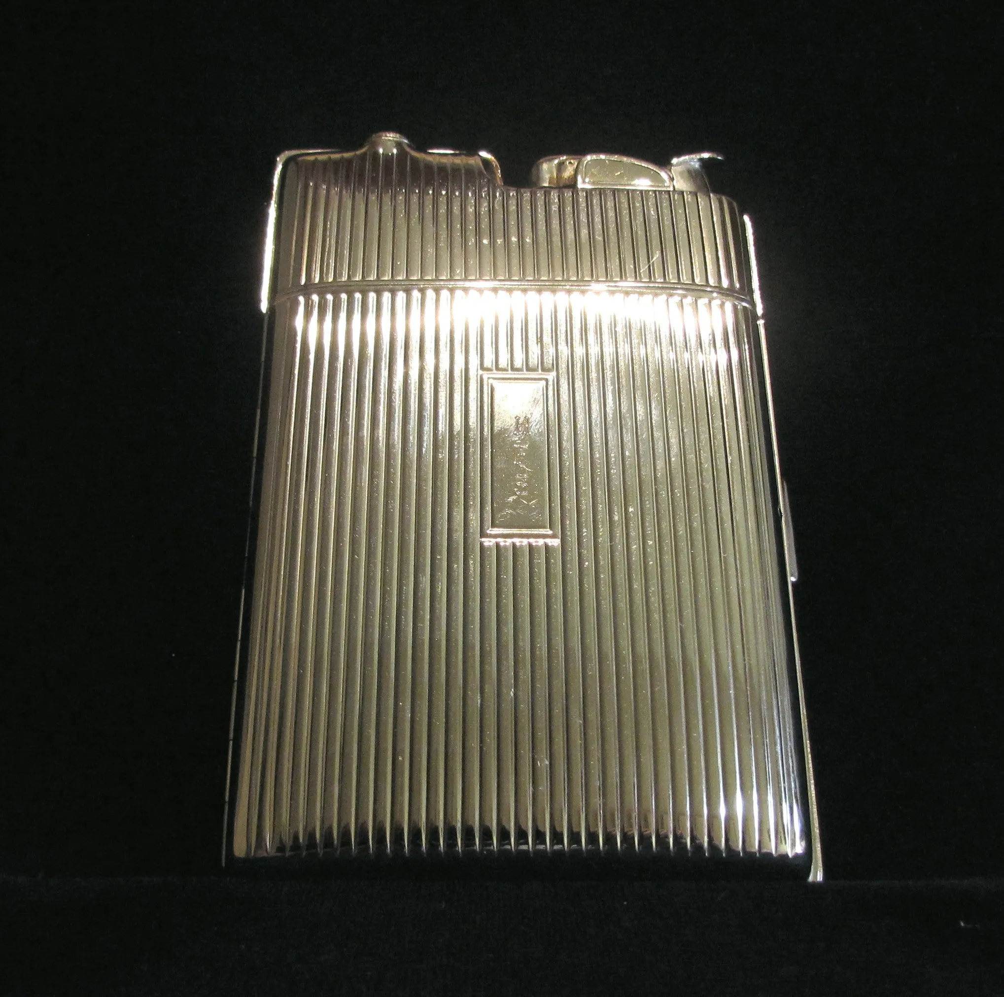 Silver Evans Cigarette Case Lighter Art Deco Boxed Working Case Lighter