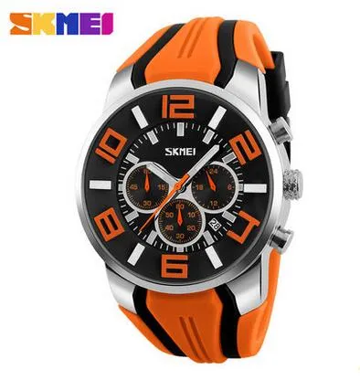 SKMEI New Six Pin Men Quartz Analog Sport Watch Fashion Casual Stop Watch Date Waterproof Men's Watches Relogio Masculino