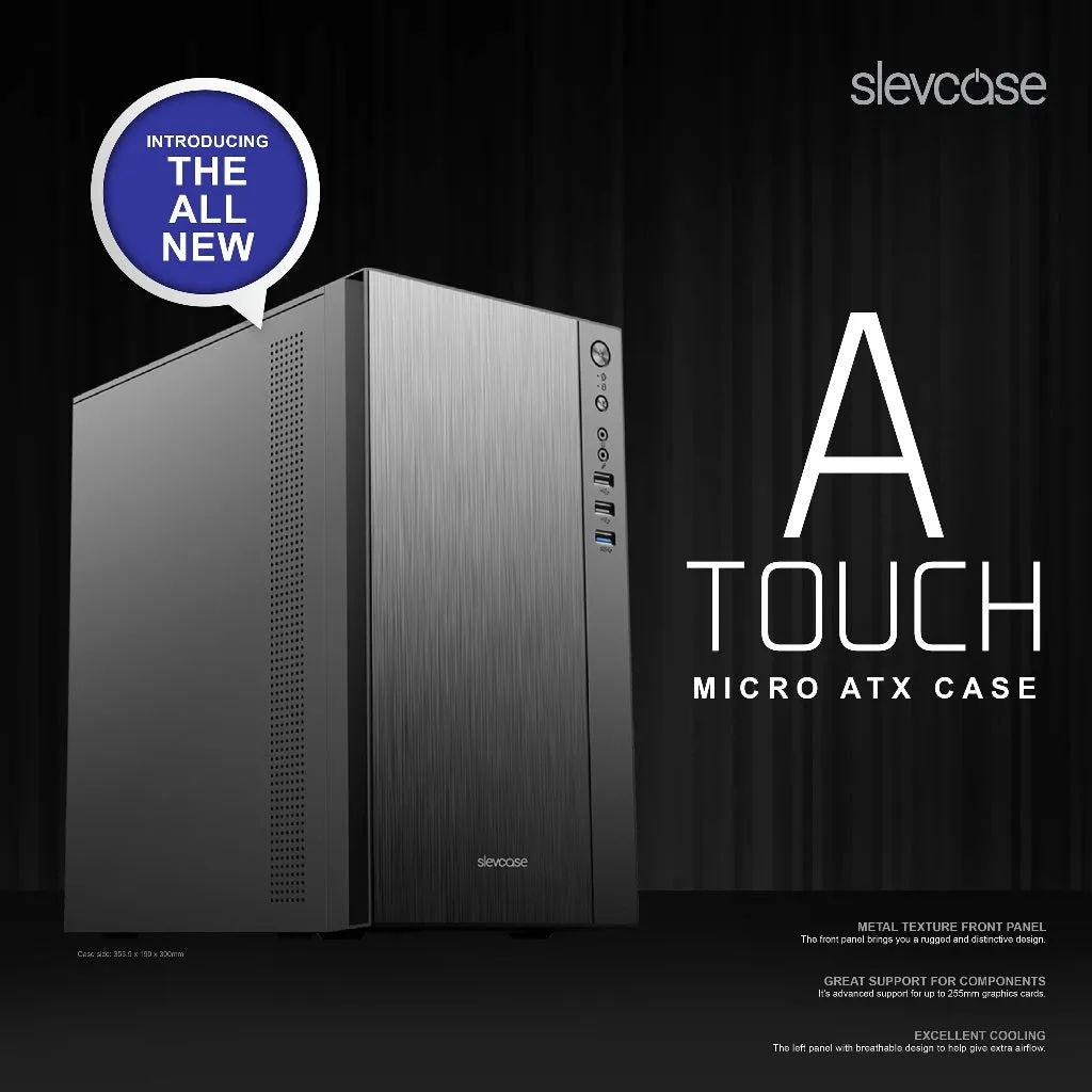 SLEVCASE A-Touch Micro ATX (mATX) PC Casing | Pre-Installed 380W Power Supply