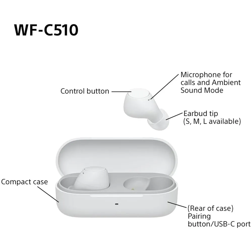 Sony WF-C510 True Wireless Bluetooth In Ear Headphones White