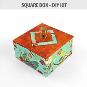 Square box DIY kit, fabric box kit, cartonnage kit 194, Video tutorial included