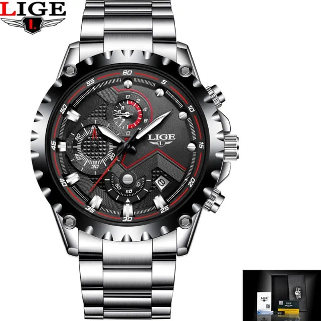 Stainless Steel Hollow Mens Watches Top Brand Sport Waterproof Quartz Watch Men Military Wristwatch