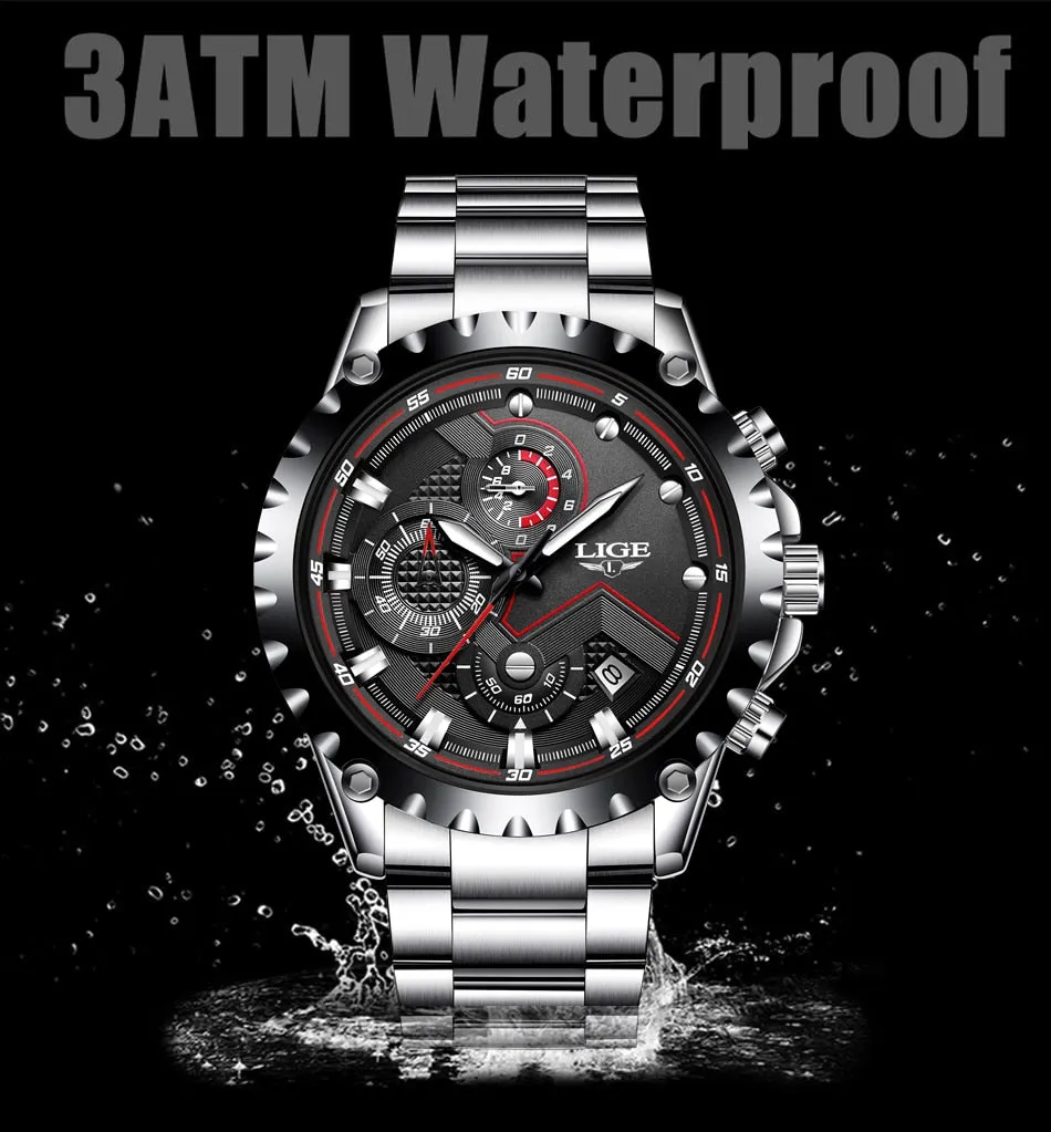 Stainless Steel Hollow Mens Watches Top Brand Sport Waterproof Quartz Watch Men Military Wristwatch