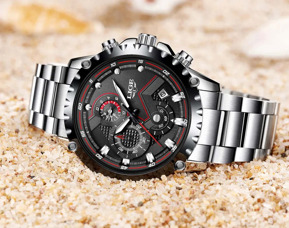 Stainless Steel Hollow Mens Watches Top Brand Sport Waterproof Quartz Watch Men Military Wristwatch