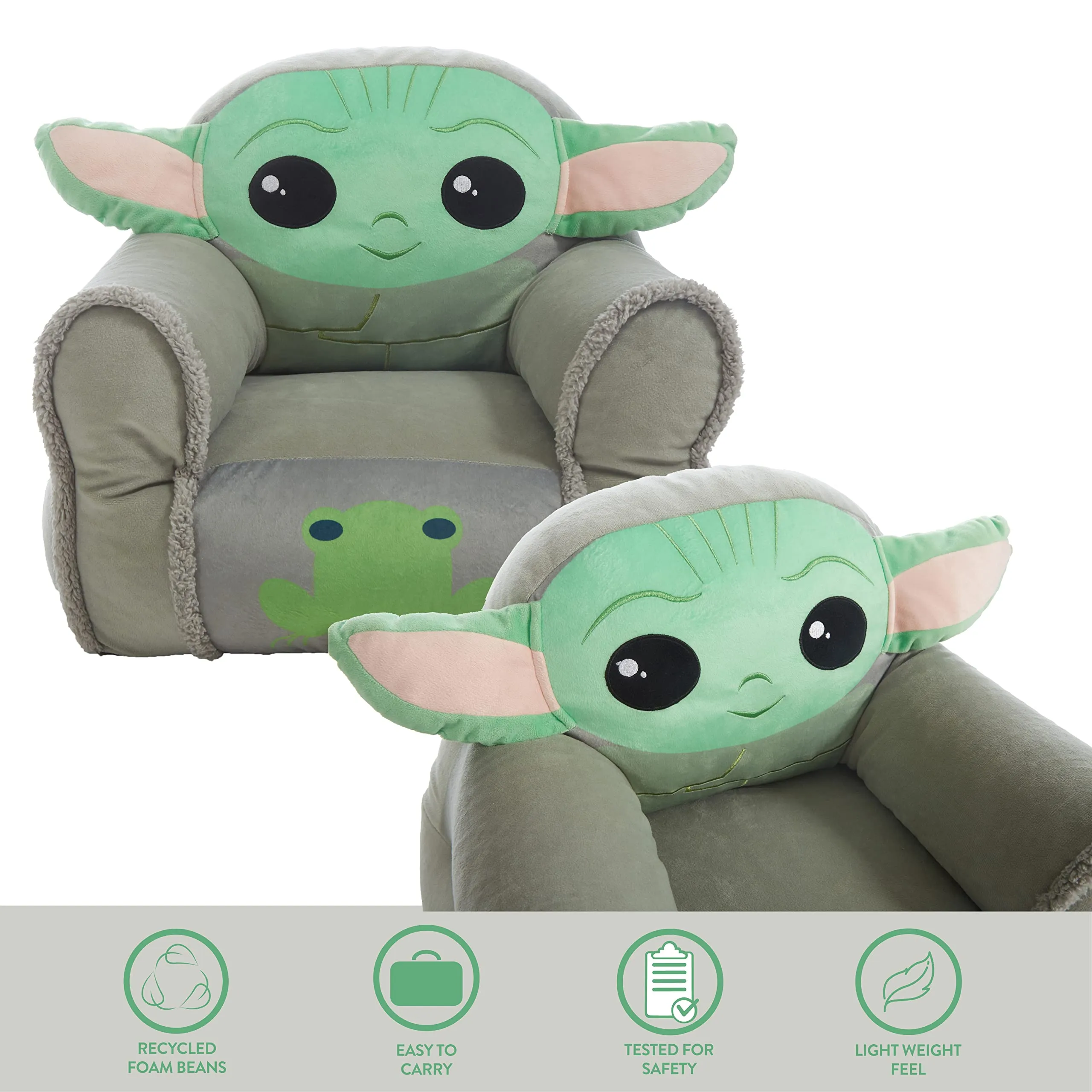 Star Wars Grogu Bean Bag Chair for Toddlers with Sherpa Trim - Small