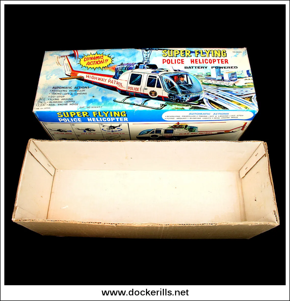 Super Flying Helicopter, T.P.S. / Toplay Ltd., Japan. TIN TOY SPARE PART - Original Box.